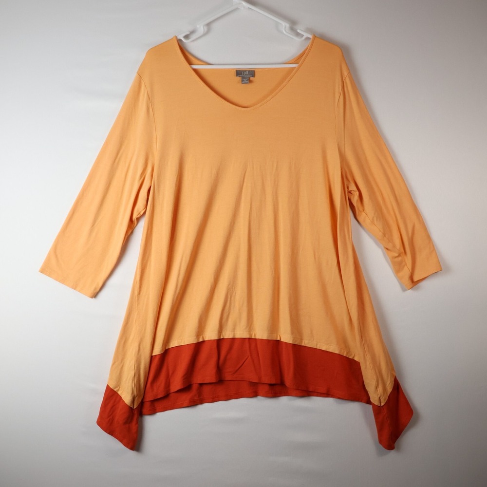 J Jill Wearever Collection Womens XL Orange Flowy Tunic Top Long Sleeve 1321619
